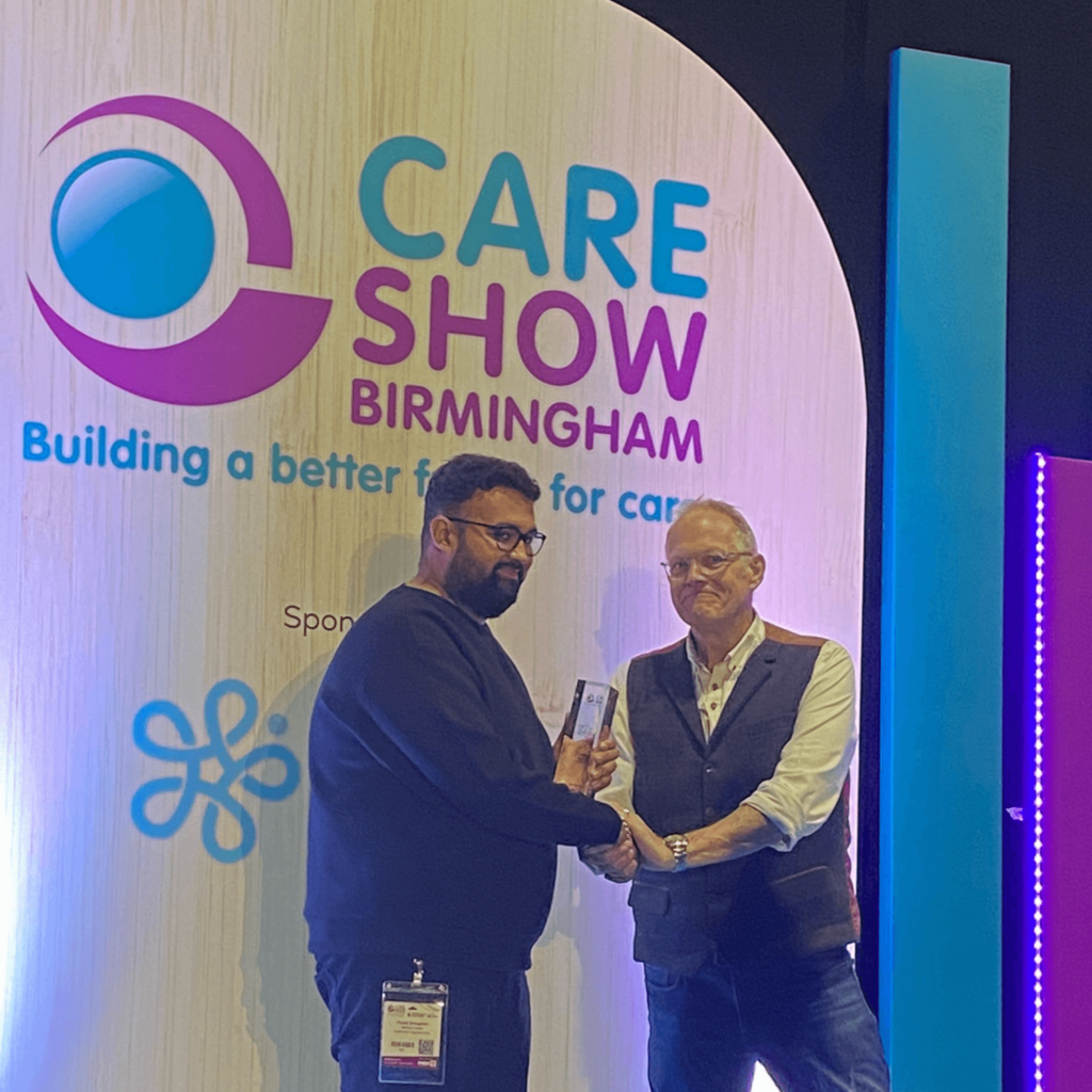 Faz receives his award for being amongst top young talent in Care Show's 30 Under 30 list.