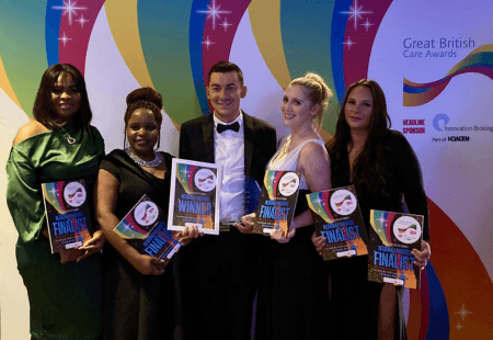 Our finalists at the GB Care Awards London, with their certificates.